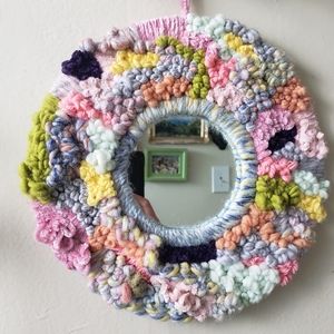 Handmade Pastel Multicolor Round Mirror